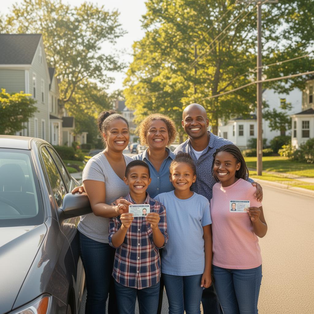 Família brasileira com a carteira de motorista dos EUA em Massachusetts